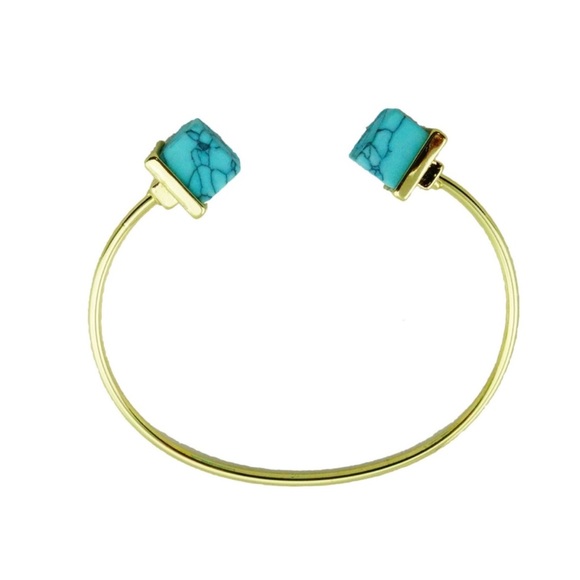 White Marble Stone Open cuff Bracelet - Picture 3 of 5